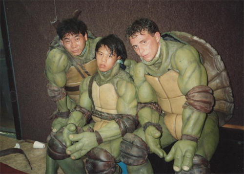 The stunt actors inside the Turtle costumes.