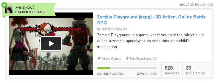 I Backed Zombie Playground on KickStarter!