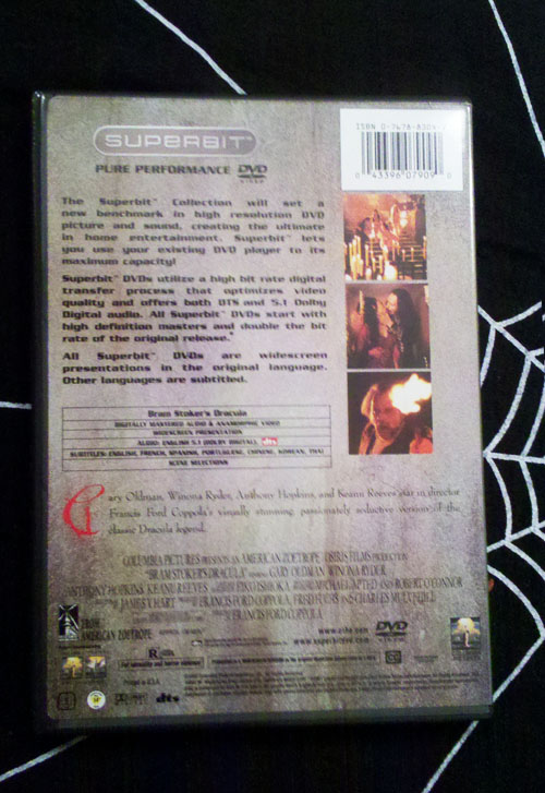 Bram Stoker's Dracula - Back Cover Bram Stoker's Dracula - Back Cover