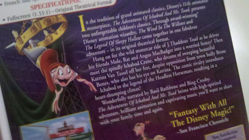 The Adventures of Ichabod and Mr. Toad - Back Cover