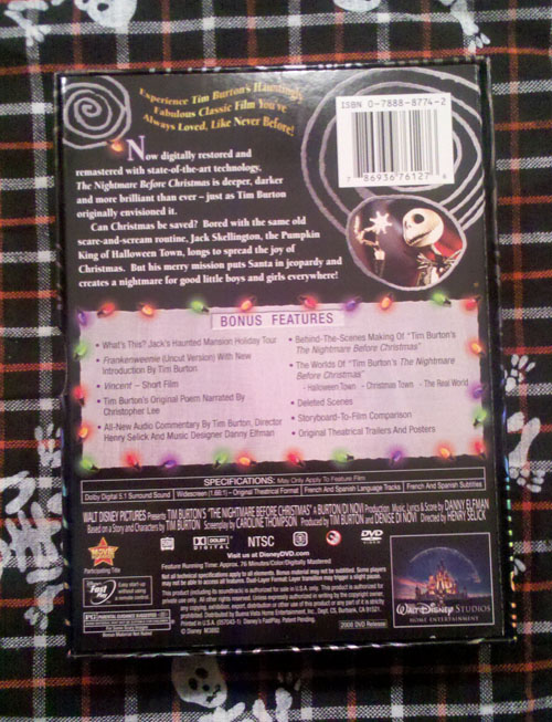 The Nightmare Before Christmas - Back Cover