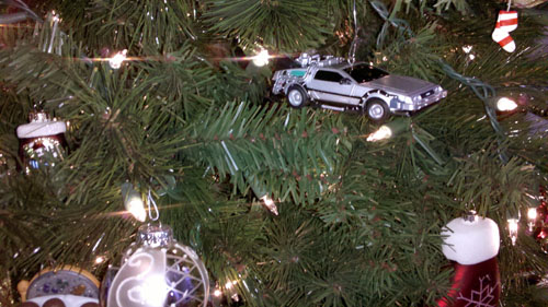 There's a time machine hanging on my Christmas tree!